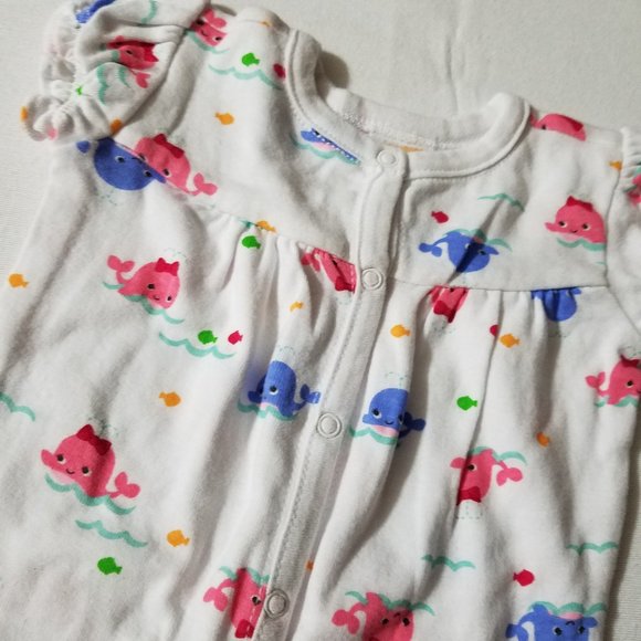 Gymboree Outlet Bubbly Whale 0-3 month Used Footed one piece - Picture 2 of 3